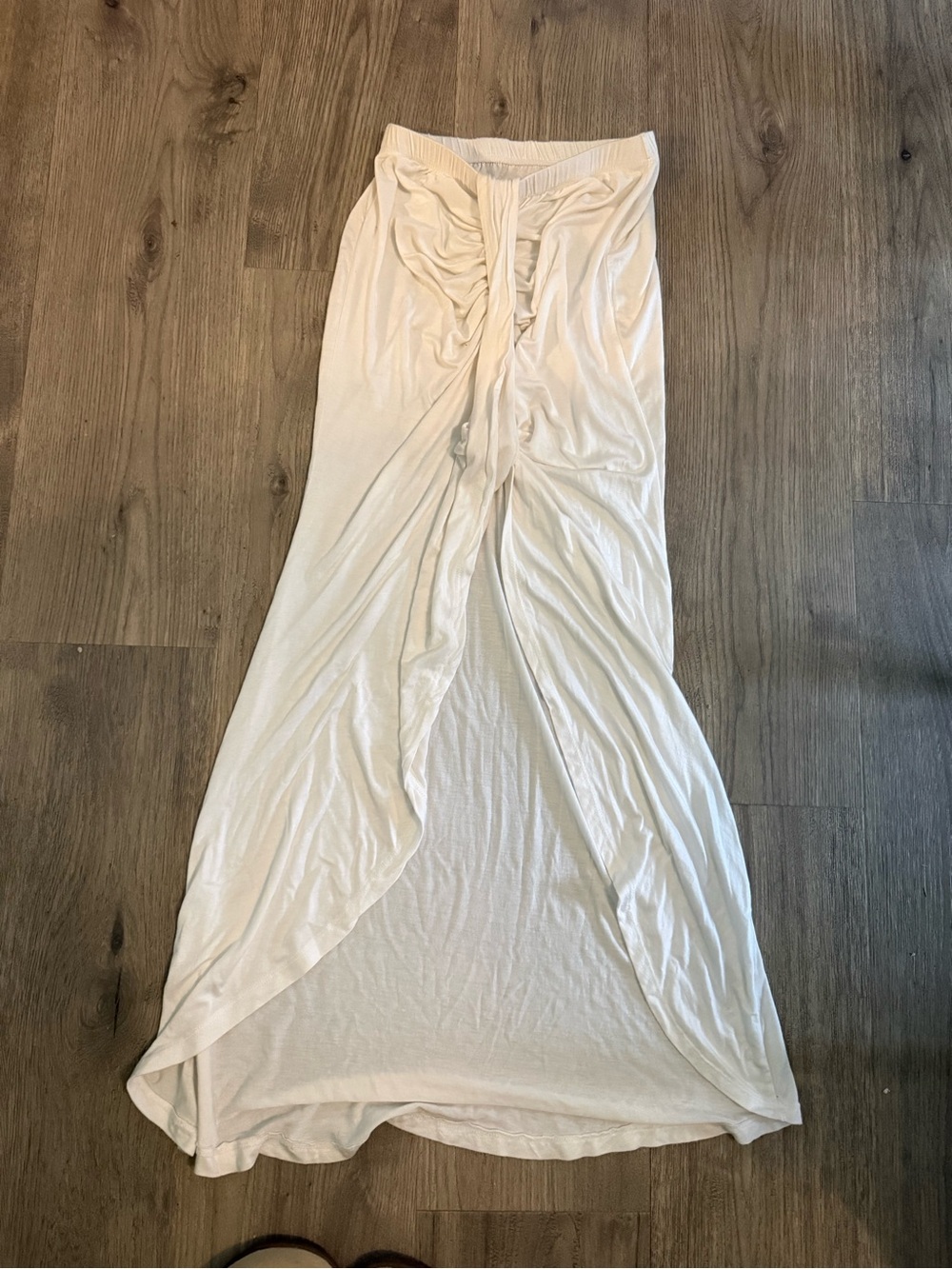 Women’s White Maxi Skirt with Front Twist Detail